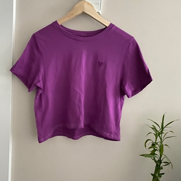 TNA Purple Logo Crop T-shirt Short Sleeve - Picture 1 of 5